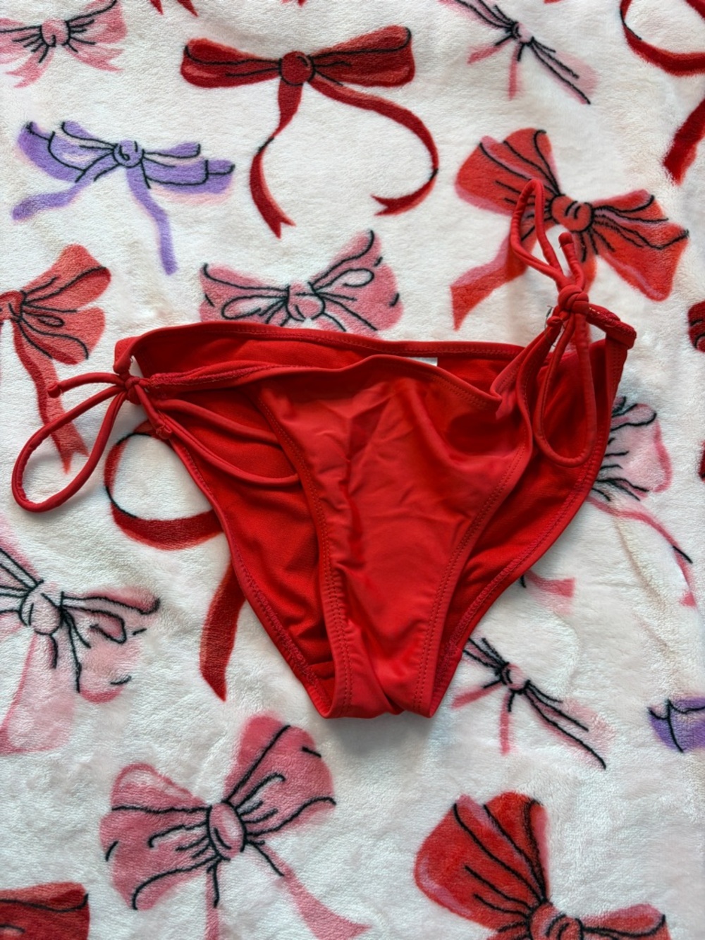 No Boundaries Red Bikini Bottoms with Tie Detail
